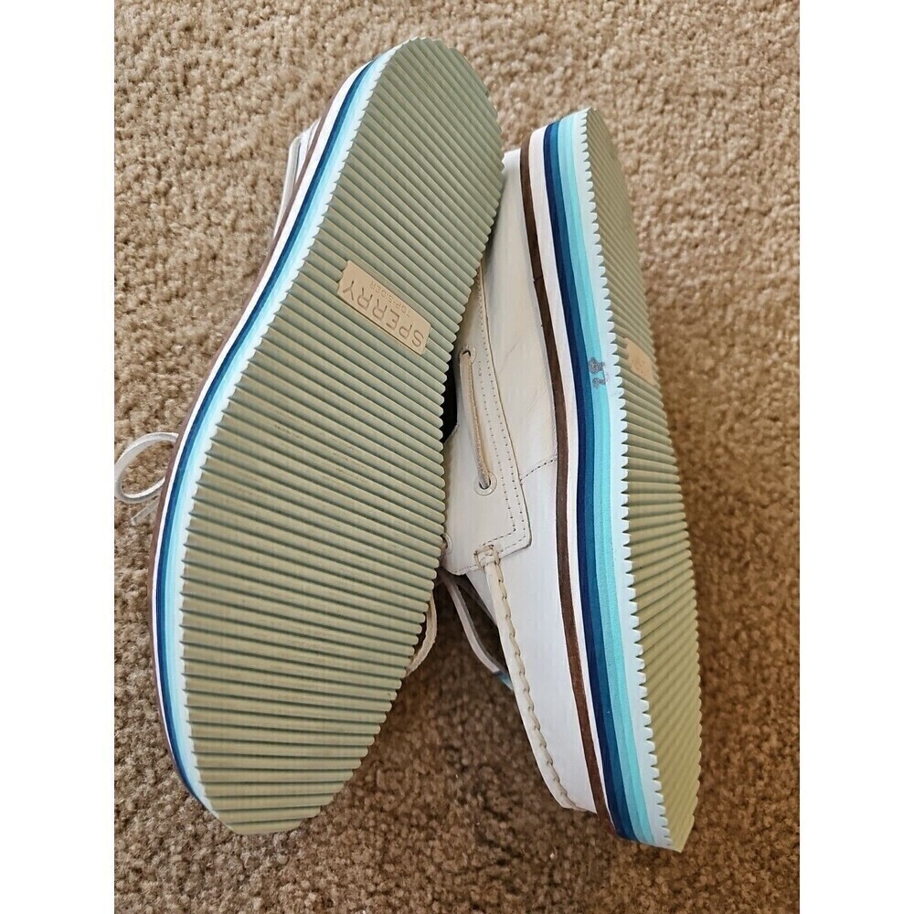 Sperry Women's Ivory Leather Platform Boat Shoe Size 8 - Picture 6 of 8